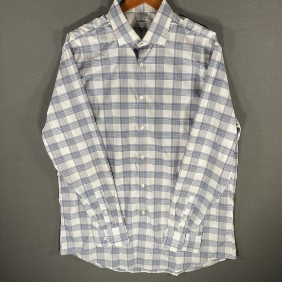 Perry Ellis Portfolio 16.6 34/35 Dress Shirt Button Up Plaid - Picture 1 of 7